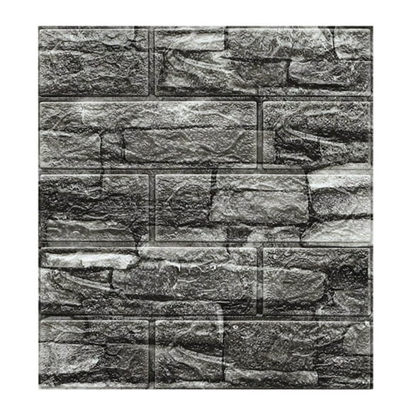 Mouliraty Brick Wallpaper, DIY Self Adhensive Brick Pattern Sticker for Home Wall Decoration Wall Panel Wallpaper Kid Room, Removable Wallpaper Backsplash Bedroom Wall Sticky Waterproof, Black