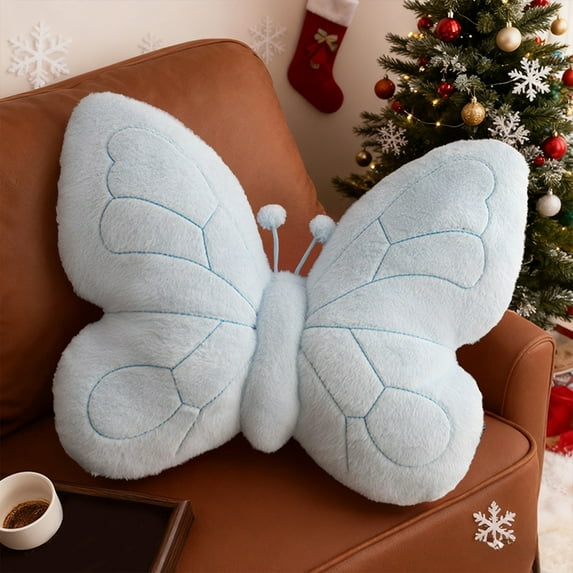 Mouliraty Butterflies Throw Pillows, 18.1x14.9in Christmas and Valentines's Day Decorative Cushions, Cute Plush Cushion Decor for Bedroom Living Room Couch Sofa, Blue