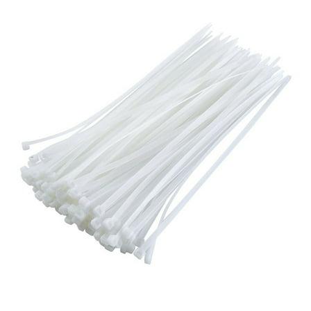 Vikakiooze Cable Ties, Weather Nylon Wrapped Zipper Ties, White 100 PCS Nylon Zip Ties Tie Wraps Ties Strong Extra Long