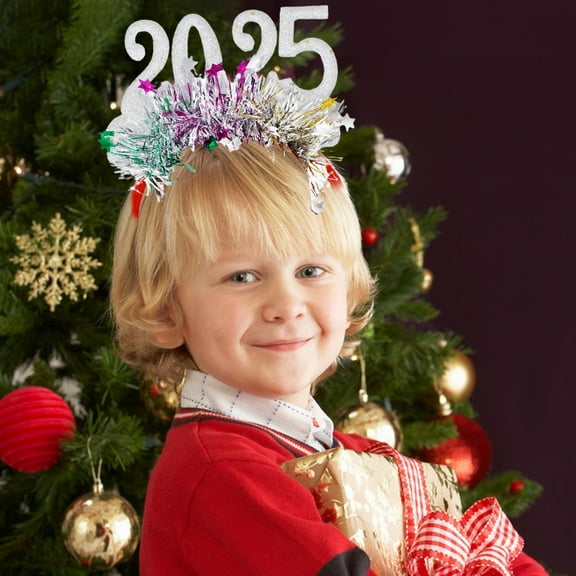 Mouliraty Christmas 2025 Digital Decoration Headband New Years Eve Headpiece Adorable Sequined Accessory For Festive Parties Celebrations