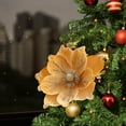 thumbnail image 1 of Mouliraty Christmas Artificial Glitter Poinsettia Flowers, 24CM Powder Flocking Christmas Flower Magnolia High-end Fabric Christmas Decoration Simulation Flower, Yellow, 1 of 6