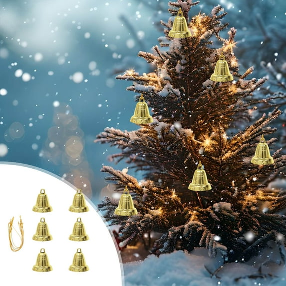 Mouliraty Christmas Bell Ornaments, 6 Pieces Christmas Pendants-Christmas Tree Decoration-golden Plastic DIY Pendant Accessories