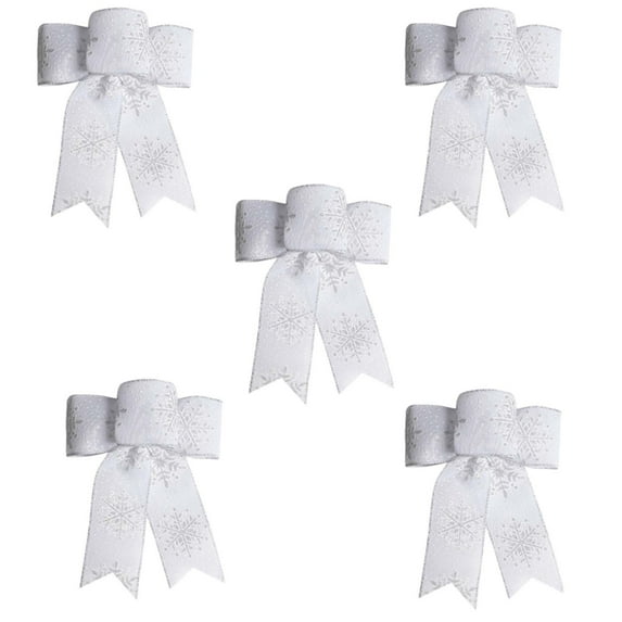 Mouliraty Christmas Bow, Snowflake Bow Color Christmas Bow Window Ornament Bow, for Wreath Garland Tree Decor, Indoor Outdoor Holiday Decorations, White