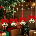 thumbnail image 1 of Mouliraty Christmas Bows with Bells, Christmas Tree Bells Ornaments Red Velvet Bowknots Wrought Iron Bells Festive Ambiance Decoration, 1 of 6