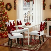 Mouliraty Christmas Chair Covers Set, Red Elastic Full Chair Cover for Living Room Dining Room Restaurant Banquet and Dining Chair Decoration, Removable Washable Kitchen Chair Protector Cover