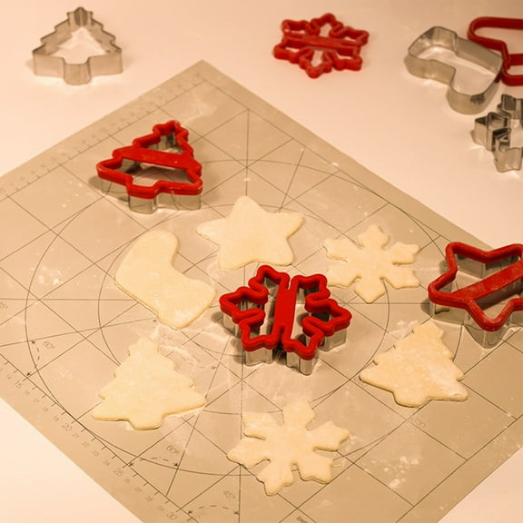 Mouliraty Christmas Cookie Cutters, Biscuit Cutter, Christmas Tree, Snowflake, Stocking, Star, Cookie Cutters for Biscuit, Fondant, 1 Pcs