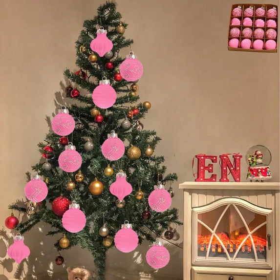 Mouliraty Christmas Decorations 16 Piece Flocked Christmas Balls Christmas Decoration SetMultiple Styles Of Christmas Tree Decorations Can Also Be Used For Other Party