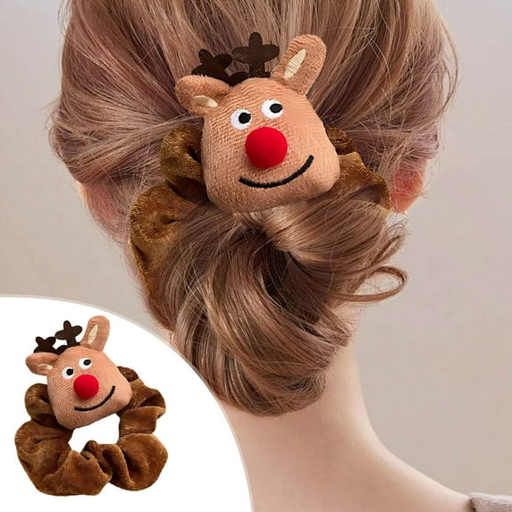 Mouliraty Christmas Hair Scrunchies, Christmas Tree Santa Claus Elastic Hair Rope Cute Doll Hair Accessories Head Rope, for Women Girls Gifts Ponytail Holders Hair Accessories