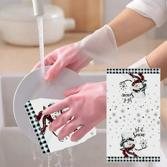 Mouliraty Christmas Kitchen Towels, 19X16 Inchin, Kitchen Dishes Towels Merry Christmas Winter Drying Cloth Tea Towels for Cooking and Baking, for Holiday Xmas Home Gift Supplies, A