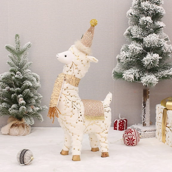 Mouliraty Christmas Llama Decorations Desktop Ornaments Store Window Scene Decoration Holiday Props Dress Up