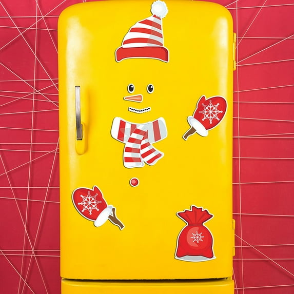 Mouliraty Christmas Snowman Expression Magnetic Refrigerator Sticker Holiday Decoration DIY Garage Door Wall Sticker