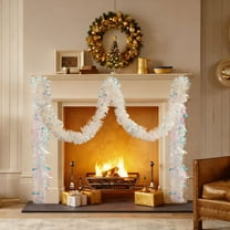 Vikakiooze Christmas Tinsel Garland, 78.7in Three in A Set Christmas Decoration Encryption Colorful Golden Wool Ribbon Color Flower Iridescently Color Stripe