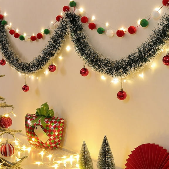 Mouliraty Christmas Tinsel light Garland, 74.8in, Christmas Tree Vines Hanging Ornaments Decorations Colored Strips, Xmas Holiday Hanging Garland for Home Mantle Stair Indoor Outdoor Party Supplies