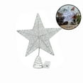 thumbnail image 1 of Vikakiooze Christmas Tree Decoration Lights, 19X15CM, Led Copper Wire Star Lights Wrought Iron Glitter Christmas Tree Top Star with String Lights, Silver, 1 of 6