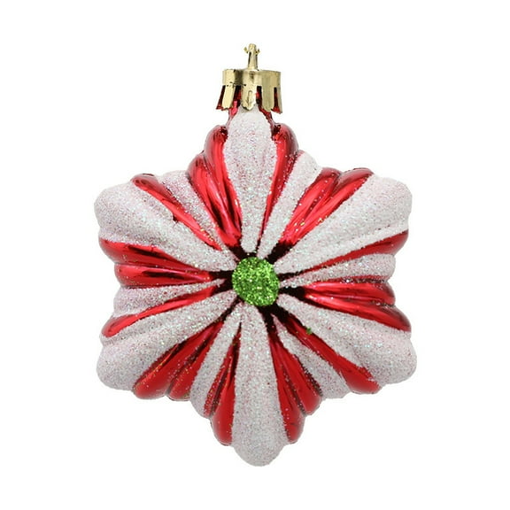 Mouliraty Christmas Tree Decorations, 6 Pcs Shatterproof Hexagonal Star Ornaments, Christmas Tree Decorations, Xmas Tree Baubles, Red & White Stripes