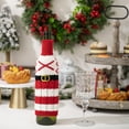 thumbnail image 1 of Mouliraty Christmas Wine Bottle Covers, Knitted Alphabet Wine Bottle Sleeve Red and White Striped Red Wine Sleeve 26 Letters DIY Wine Bottle Decoration, X, 1 of 5