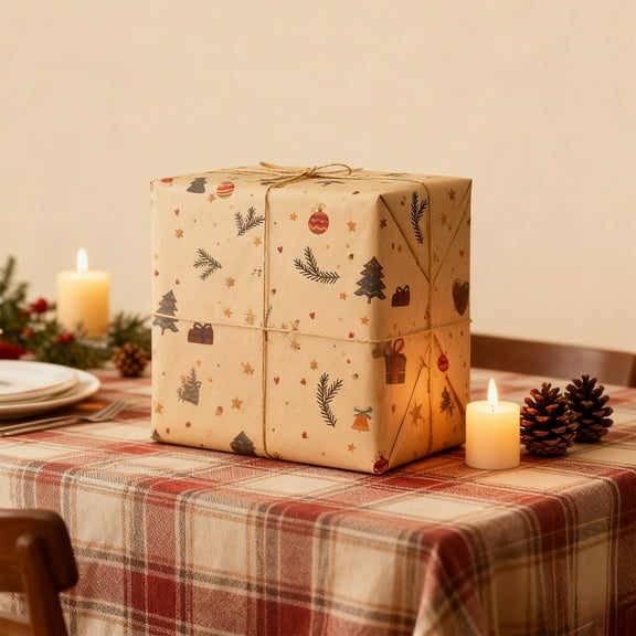 Mouliraty Christmas Wrapping Paper 19.7x29.1in Christmas Decoration Paper Vintage Kraft Paper Wrapping Paper Suitable for Christmas Holiday Gift Wrapping and Decoration, A