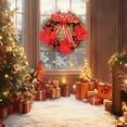 thumbnail image 1 of Mouliraty Christmas Wreaths for Front Door, Flower Wreath Door Hanging Wall Hanging Rattan Wreath Atmospheric Scene Decorations Strobiles Handmade Imitation Bow Red Fruit Wreath, Red, 1 of 6