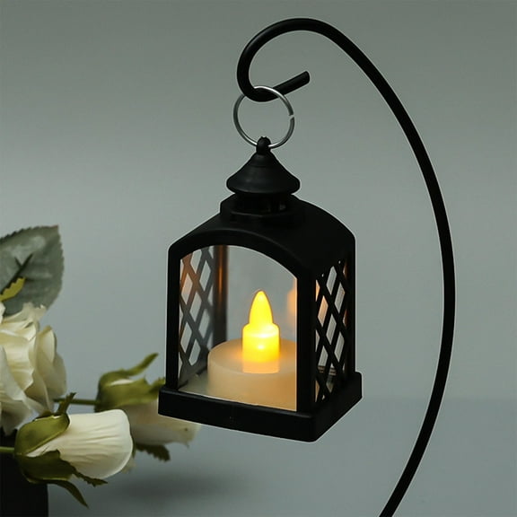 Mouliraty Decorative Lantern with flameless LED Candle Light, Holiday Party Decorations That Can Be Hung and Placed Ambient Lights, Black