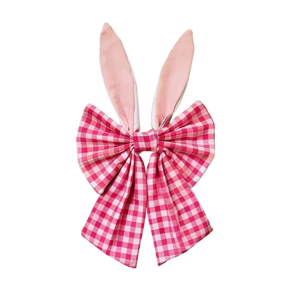 Mouliraty Easter Bows for Wreaths Decorations, Bunny Ear Bow Pendant Christmas Party Home Decoration, Spring Bunny Rabbit Bows for Tree Topper Front Door Party Home Decorations, Pink