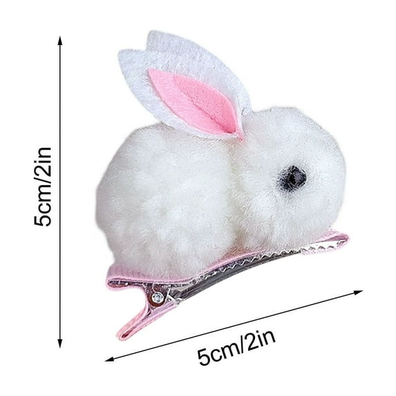 Mouliraty Easter Hair Clips, Easter Decoration Stuffed Bunny Hair Clips for Cute Hairpins Barrettes for Kids Teens Women Non Slip Hair Pins Hair Accessories for Baby Toddlers, White