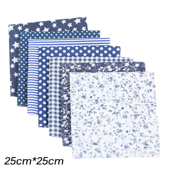 Vikakiooze Fabric Bundle, 25*25cm, 7 PCS Patchwork Squares Quilting Sewing Patchwork DIY, PreCut Fat Sheets Printed Floral Sewing Supplies for Sewing Crafting Fabric, Navy