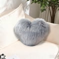 thumbnail image 1 of Mouliraty Faux Wool Heart-Shaped Pillow, 15.7x11.8in Long-Pile Plushy Living Room Sofa Cushion Cute Gift Pillow for Girls Bedside Pillow, for Women Valentine Anniversary Home Decor, Gray, 1 of 6