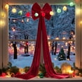 thumbnail image 1 of Mouliraty Flocked Fabric Red Bow, 15.8x63in Atmospheres Hanging Decorations for Festival Scene Decorations, Xmas Valentine's Day Ornaments for Tree Home Party Front Door Wreath Holiday Decor, 1 of 7