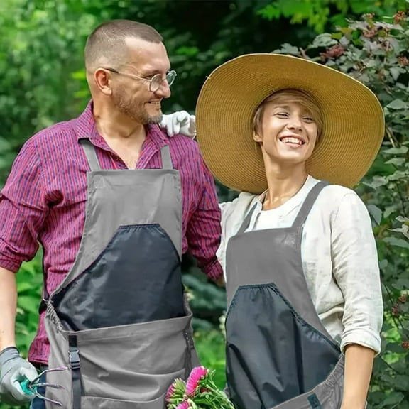 Mouliraty Gardening Apron With Pockets Garden Picking Apron Large Pocket Gardening Fruit Storage Bag Multi-purpose Backpack Apron Vegetable Garden Foraging Bag