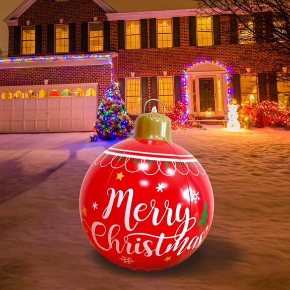 Mouliraty Giant Inflatable Christmas Balls, 23.6in, Outdoor Christmas Decorated Ball Christmas Tree Decorations, Holiday Tree Ornaments Lawn Porch Indoor Decor Party Supplies