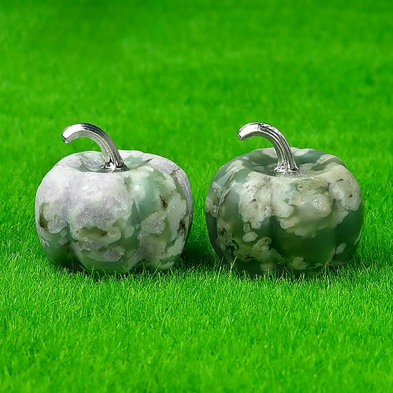 Mouliraty Hand Made Miniature Pumpkin Natural Crystal Stone Halloween Pumpkin Thanksgiving Tabletop Decoration Ornament