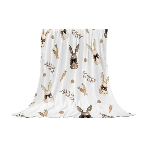 Mouliraty Happy Easter Blanket Rabbits Eggs Throw Blanket Rabbits Blanket Couch Sofa Soft Warm Bed Decoration For Women Men
