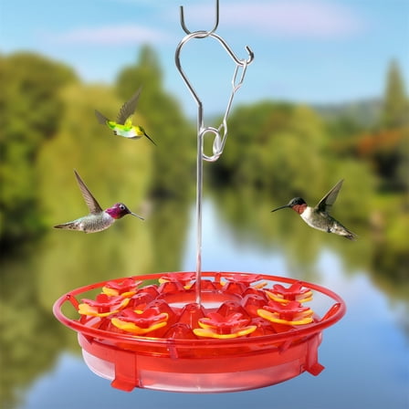 Mouliraty Hummingbird Feeder Hanging Red Hooked Hummingbird Feeder Horticultural Garden Bird Feeder -ant Garden Courtyard Feeding Bird Feeder