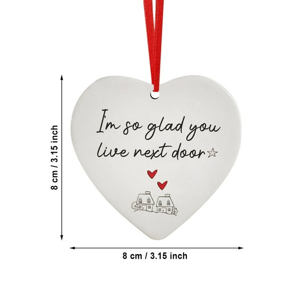 Mouliraty I Wish You Lived Door Gifts For Friend Valentine's Day OrnamentSister Outdoor Decorations Valentine's Day Heart Hanging Ornaments Outdoor Valent