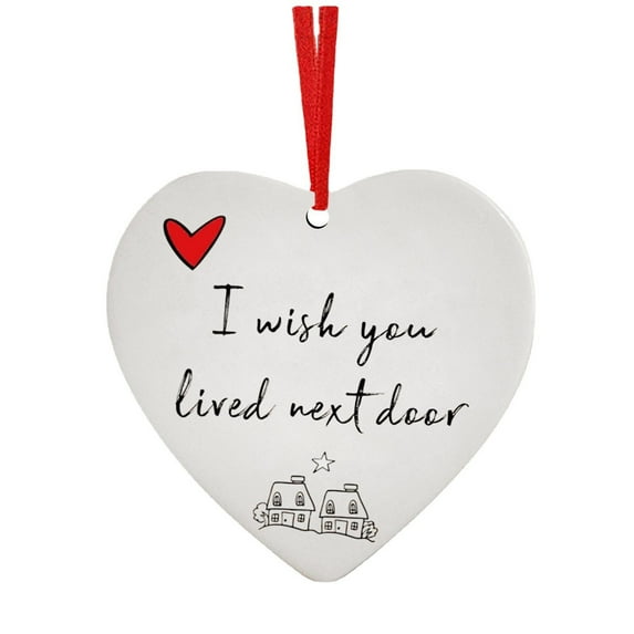 Mouliraty I Wish You Lived Door Gifts For Friend Valentine's Day OrnamentSister Outdoor Decorations Valentine's Day Heart Hanging Ornaments Outdoor Valent