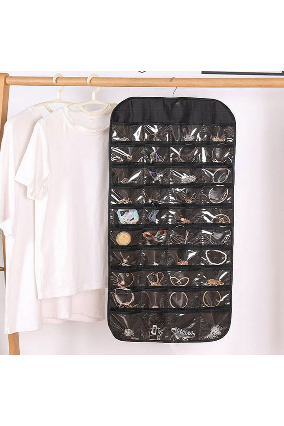 Jewelry Hanging Non-Woven Organizer 80Pockets Curved Print