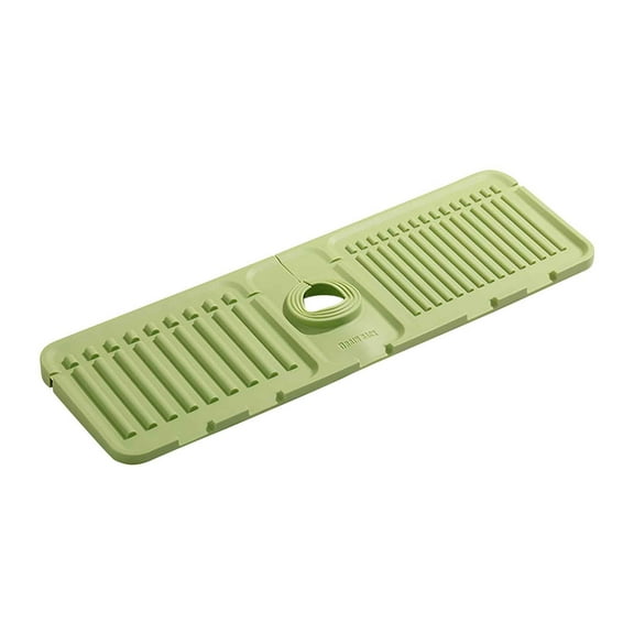 Mouliraty Kitchen Sink Faucet Silicone Splash Mat, 5° Ramp 17.5 Inch Kitchen Faucet Mat Drip Catch Tray, Kitchen Sink Faucet Silicone Drainage Moisture Mat, Bathroom Sink Accessories, Green