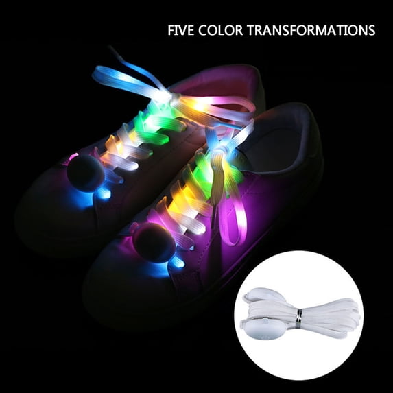 Mouliraty LED Light Up Shoe Laces, Colorful Imitation Nylon Luminous Shoelaces Eighth Generation Fluorescent Woven Night Running Sports Cool Performance Multi-color Shoelaces, A