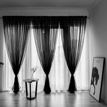 Mouliraty Leaves Sheer Curtain Window Voile Drape Valance 1 Panel Fabric