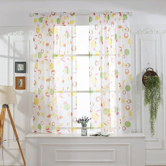 Mouliraty Leaves Sheer Curtain Window Voile Drape Valance 1 Panel Fabric