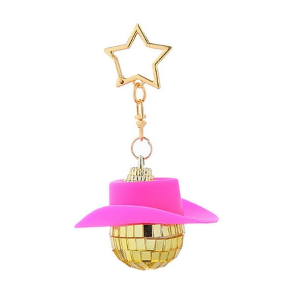 Mouliraty Mirror Disco Ball Ornaments, Christmas Ball Wearing Hat Home Pendant Mirror Keychain Car Accessories, Hanging Mirror Ornaments for Party, Wedding, Christmas Supplies, Gold and Pink