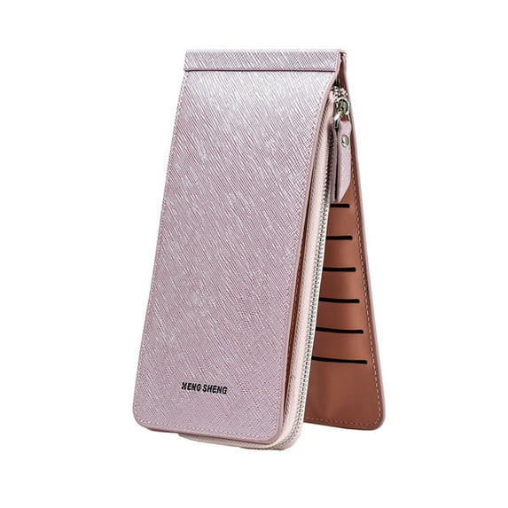 Mouliraty Multifunctional Long Wallet, Women Zipper Pocket Leather Credit Card Bifold Wallet With 26 Card Slots