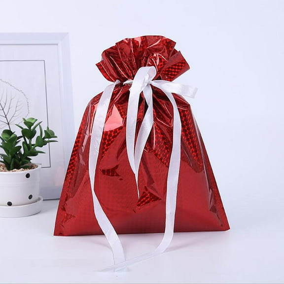 Mouliraty New Christmas Gift Bag Drawstring Gift Bag Christmas Aluminum Foil Bag Christmas Gift Bag