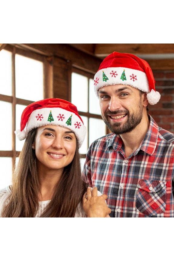 New Gold Velvet Thickened Embroidered Christmas Hat Adult Santa Claus Hat Elks Holiday Dress Up Gifts