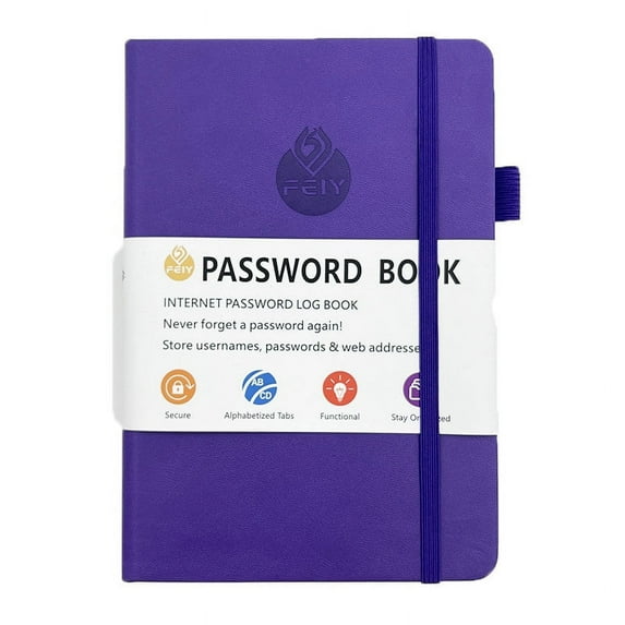 Vikakiooze Password Book, English Address Book, Telephone Book, border Dedicated Notebook, Large Password Keeper for Website Logins, Purple