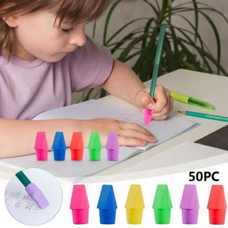 Vikakiooze Pencil Cap Eraser Student Pencil Replacement Pencil Cap Pencil Eraser 50pc