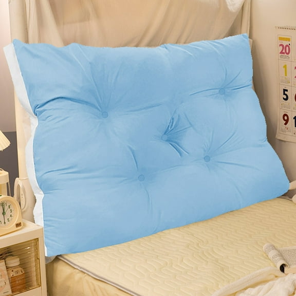 Mouliraty Pillow Headboard, Bedside Cushion Bedroom Cushion Bed Back Tatami Soft Package Bed Sofa, for Bed Sitting Up Sleeping, Backrest, Blue