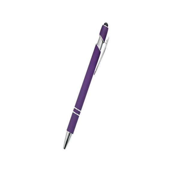 Mouliraty Retractable Metal Ballpoint Pen with Stylus Nib, Aluminum Barrel, Smooth Writing, 1.5mm Ink, Purple