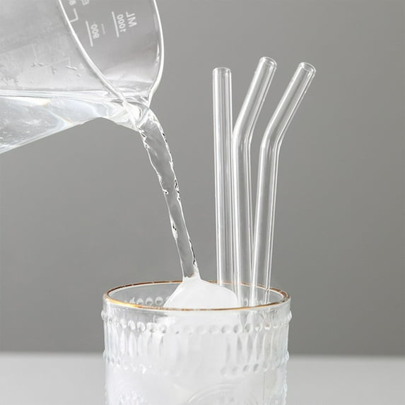Mouliraty Reusable Transparent Glass Straws And Set, An-t-i-lipstick Non-disposable Pregnant Women's Drinking Straws Washable, Perfect for Smoothies, Tea, Coffee, B