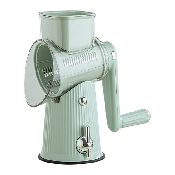 Mouliraty Rotary Cheese Grater with Handle, Vegetable Shredder, 5 in 1 Replaceable Stainless Blades Cheese Shredder, Easy to Clean Food Chopper with Blade Storage Box